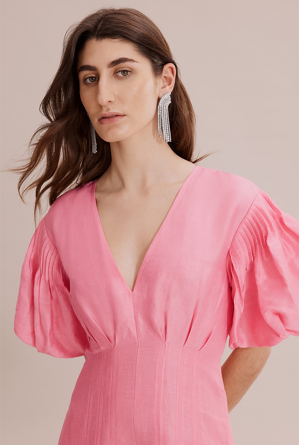 Tuck Sleeve Maxi Dress