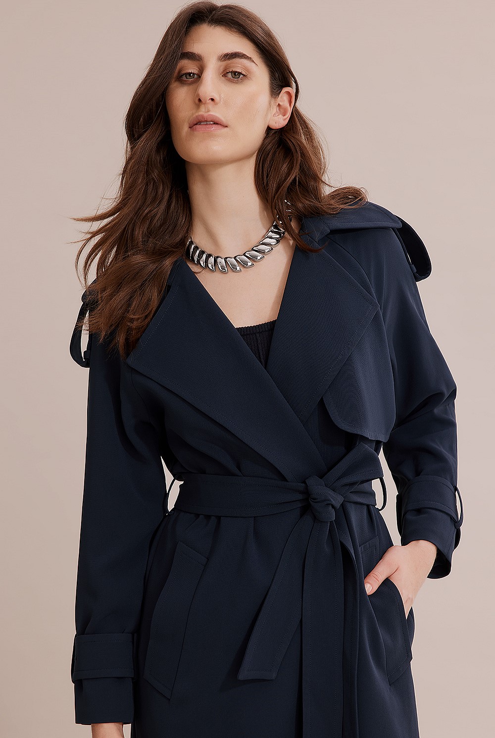 Button Detail Trench Coat