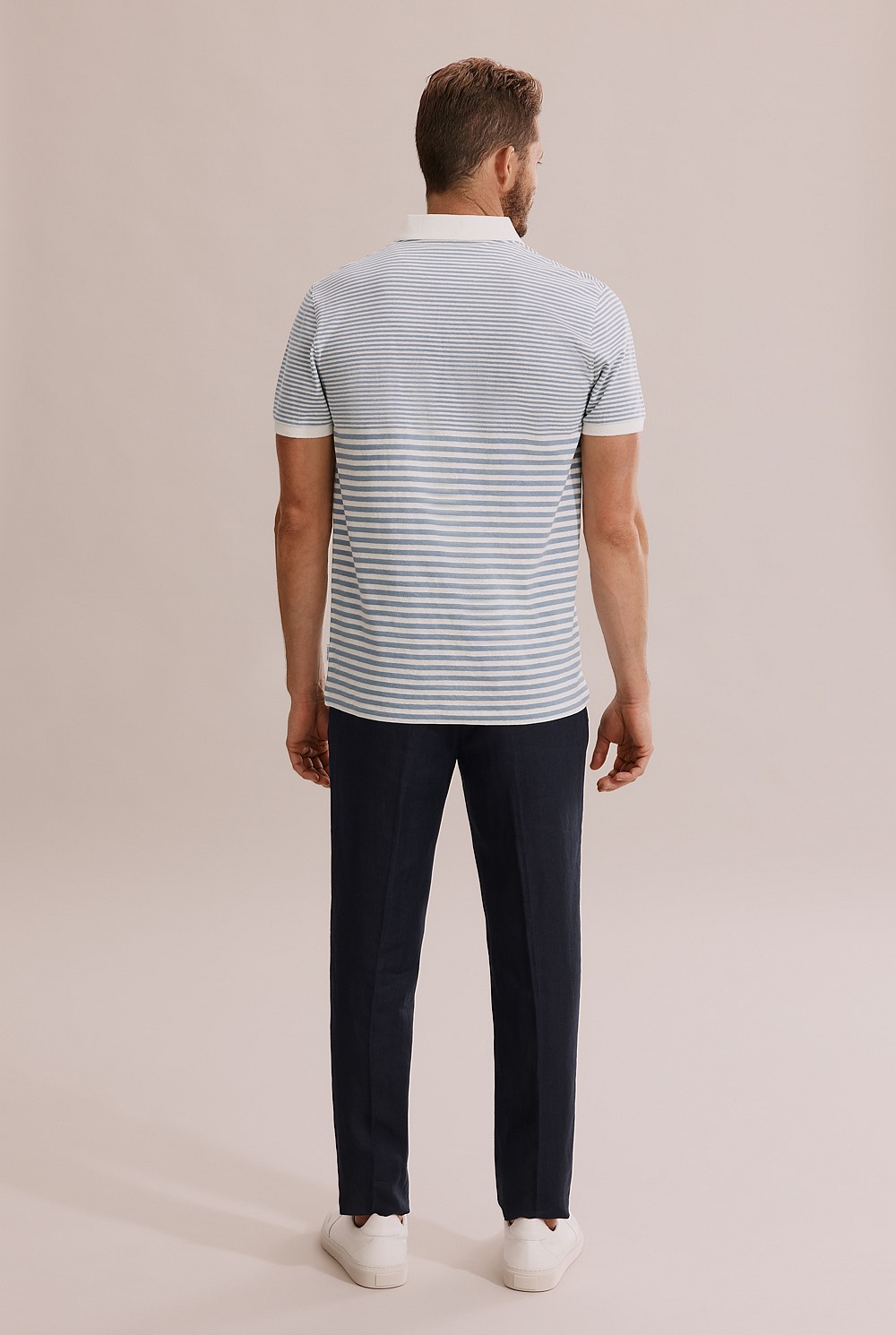 Stripe Cotton Linen Polo