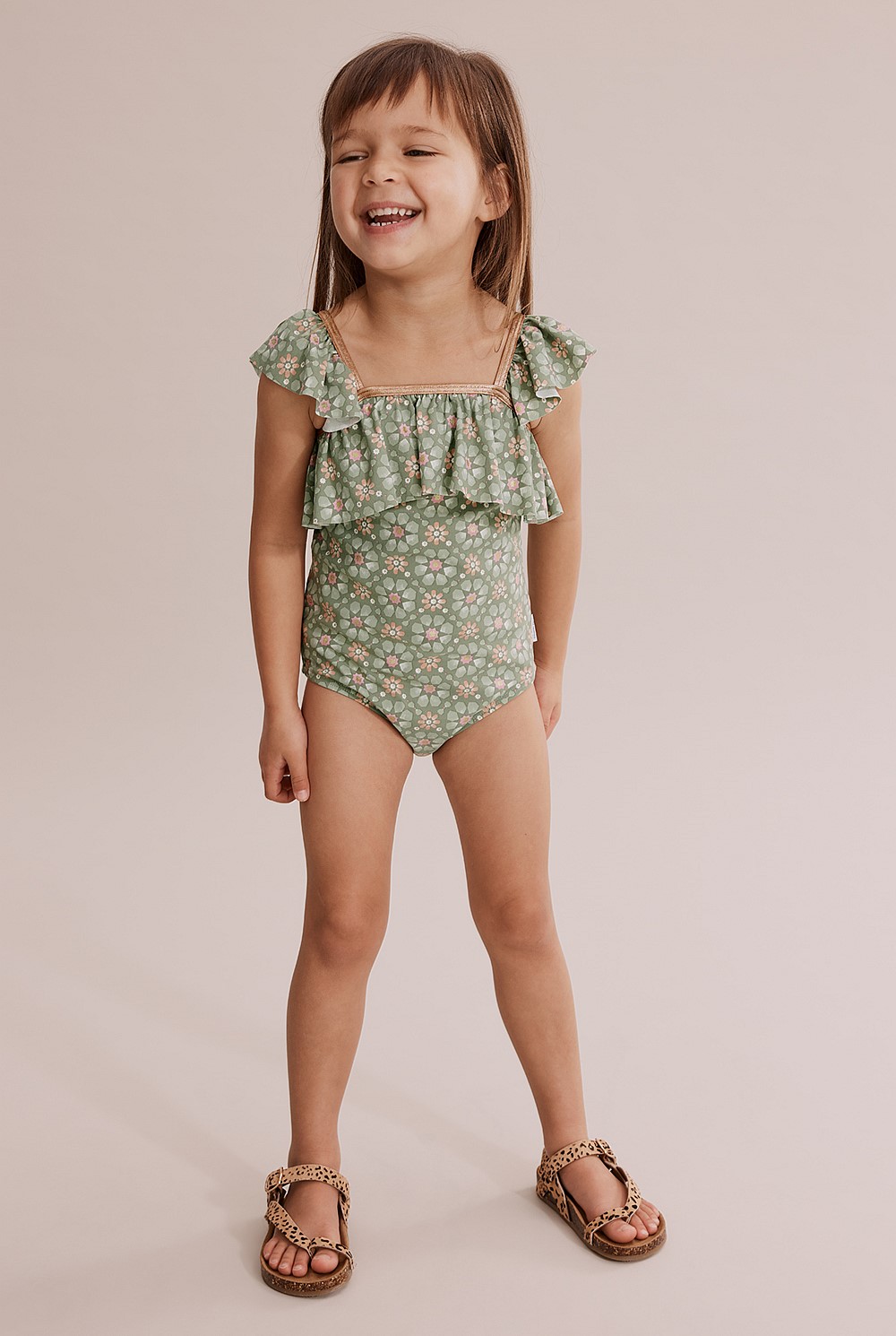 Nylon Mosaic Frill Bather