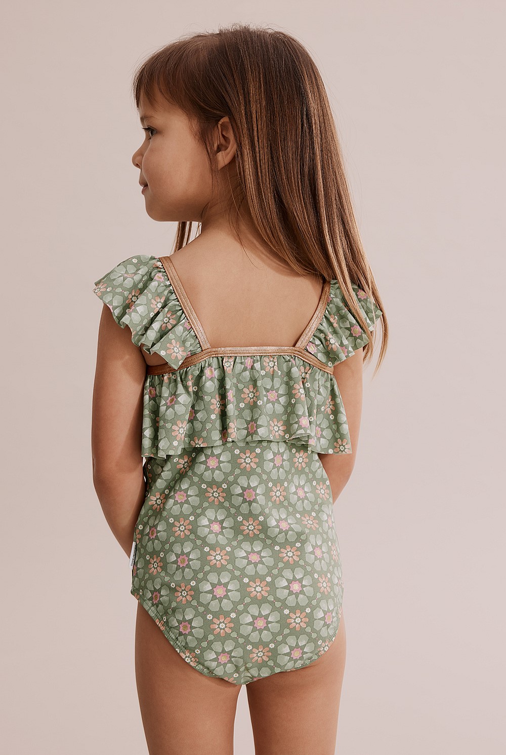 Nylon Mosaic Frill Bather