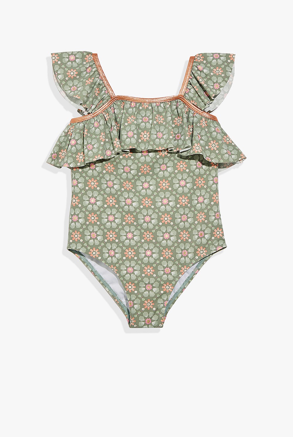 Nylon Mosaic Frill Bather