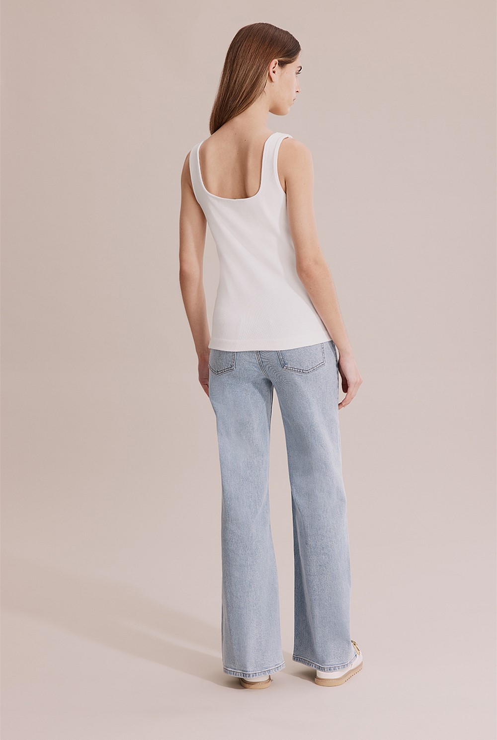Antique White Shaped Front Rib Tank - T-Shirts & Tops | Country Road