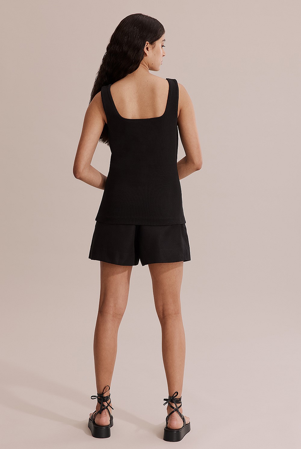 Black Shaped Front Rib Tank - T-Shirts & Tops | Country Road