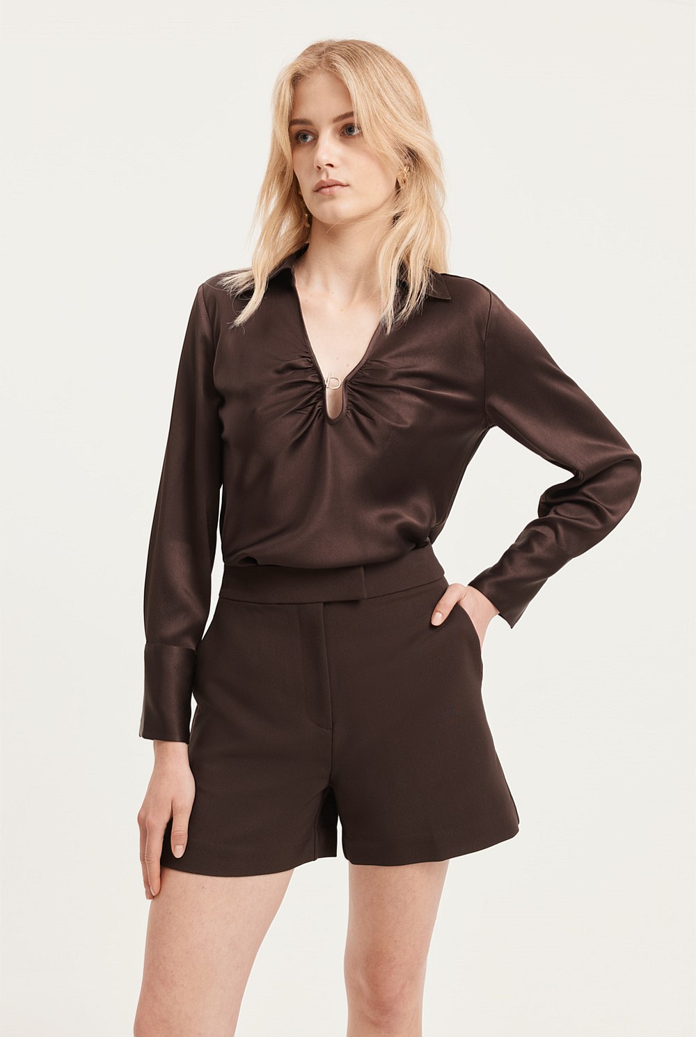 Satin Gathered Blouse