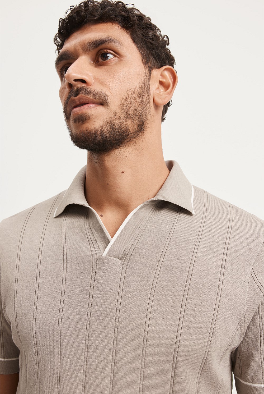 Cotton Silk Stripe Polo