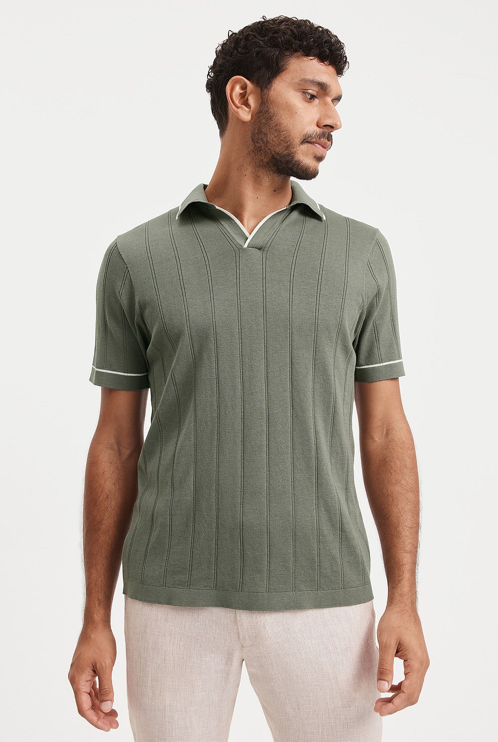 Cotton Silk Stripe Polo