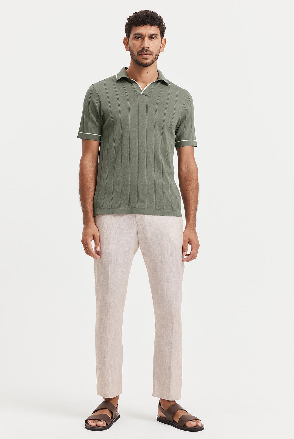 Cotton Silk Stripe Polo