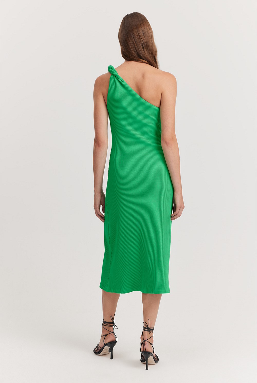 Twist One Shoulder Rib Dress