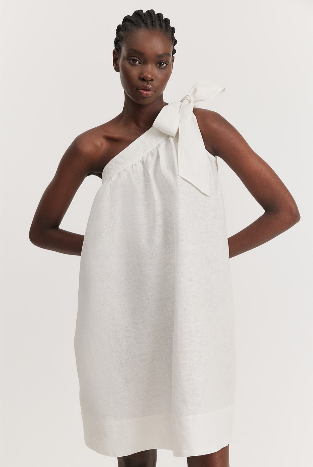 Organically Grown Linen Asymmetrical Mini Dress