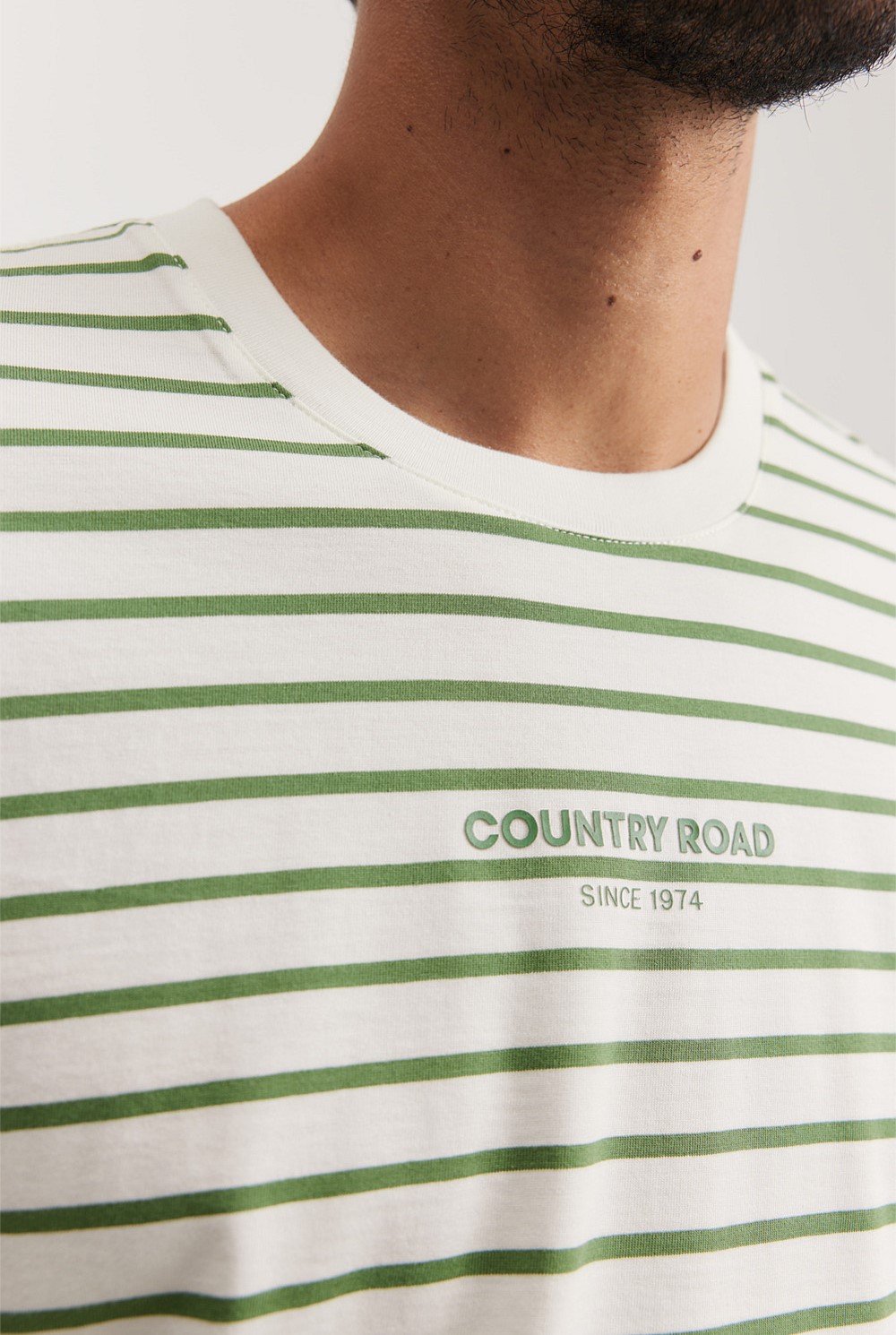 Australian Cotton Modern Logo Stripe T-Shirt