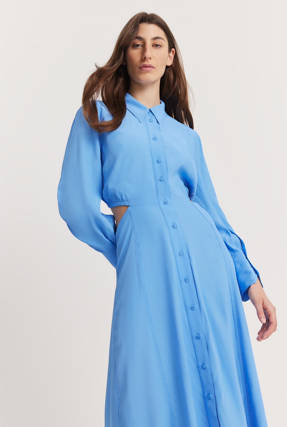 Gathered Detail Shirt Dress