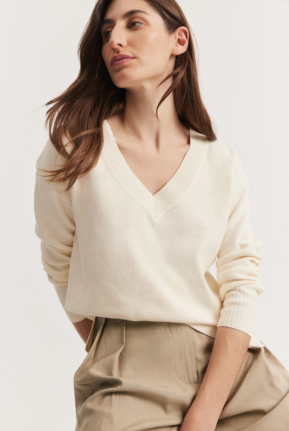 Cotton Linen V-neck Knit