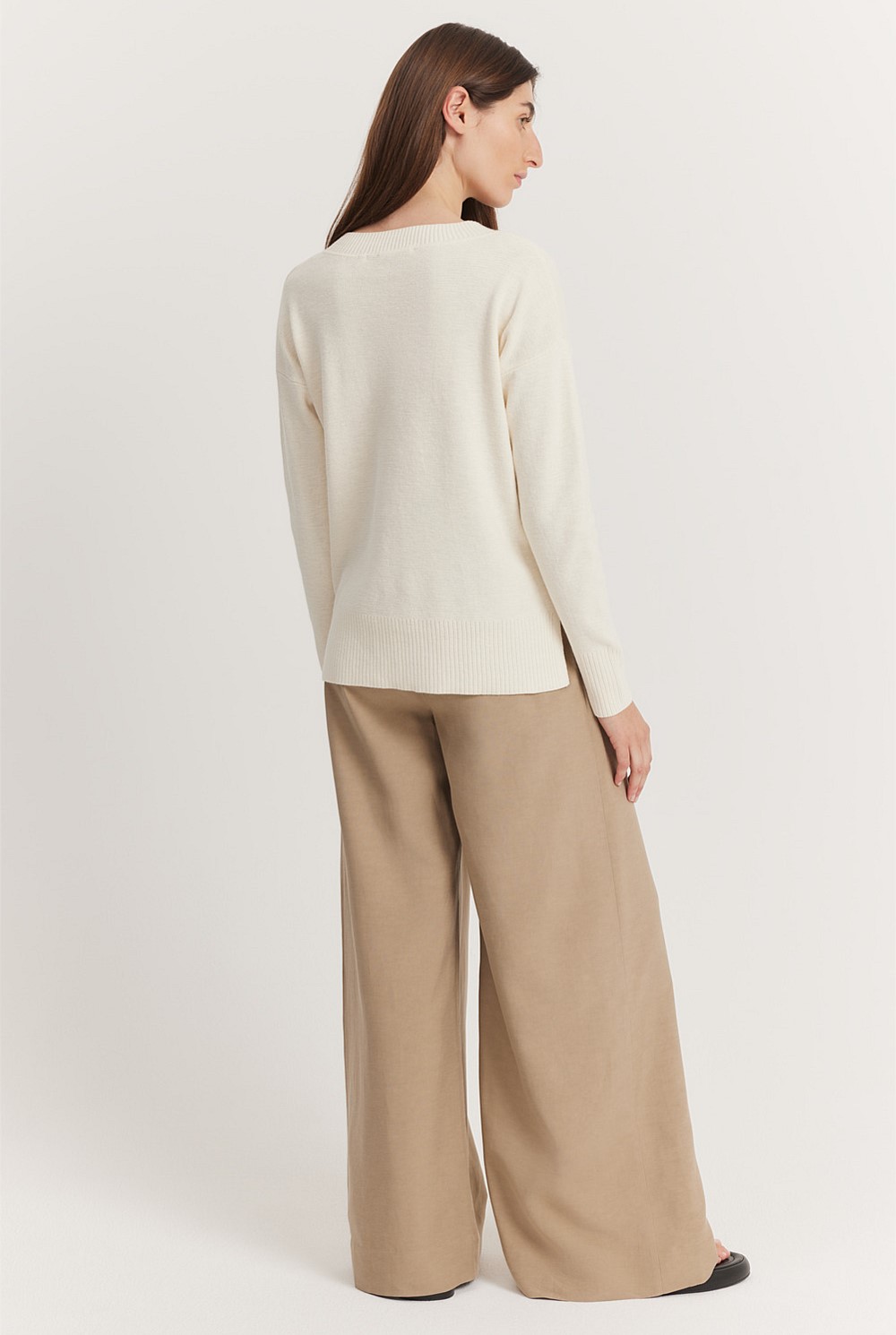 Cotton Linen V-neck Knit