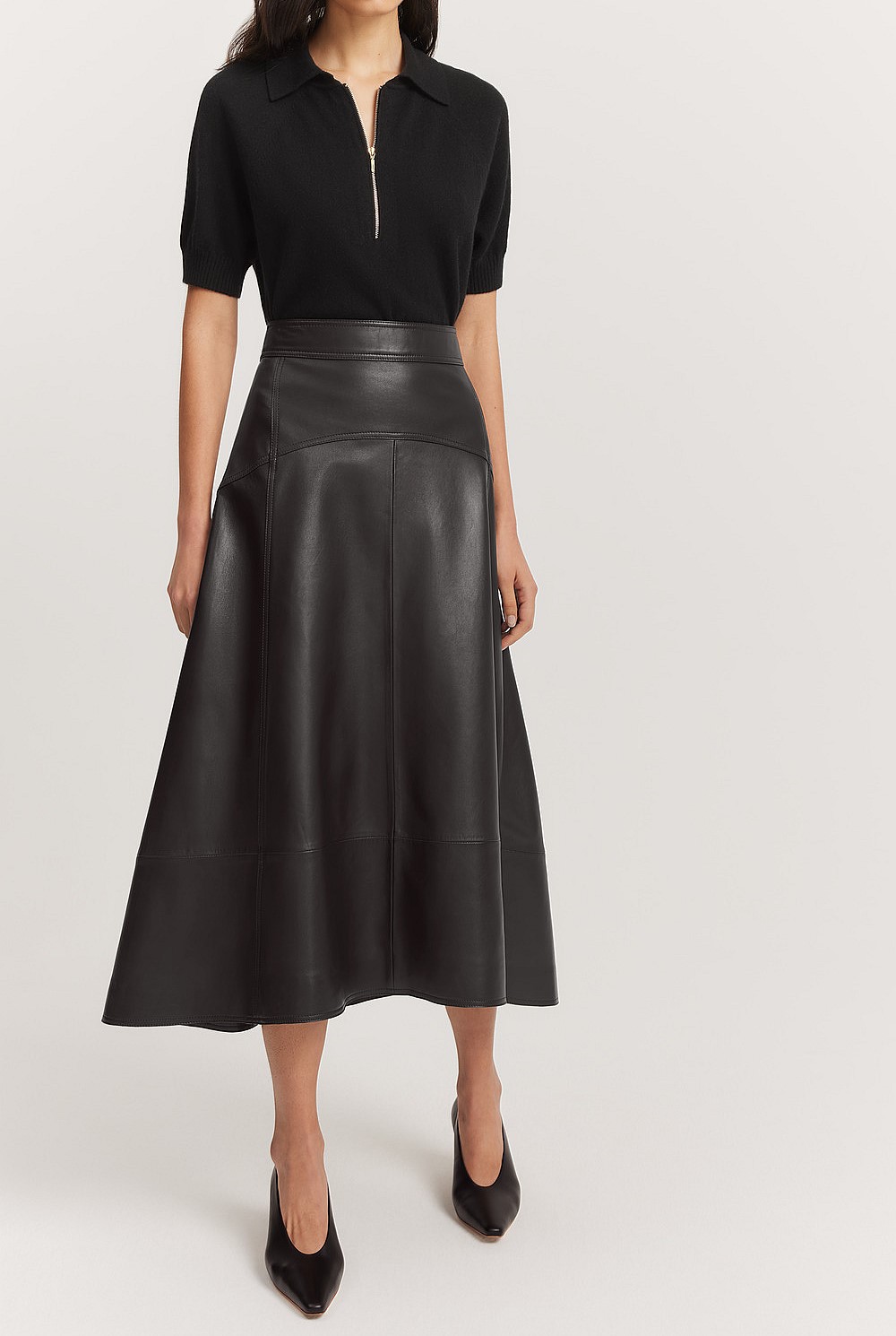 Leather A-Line Skirt