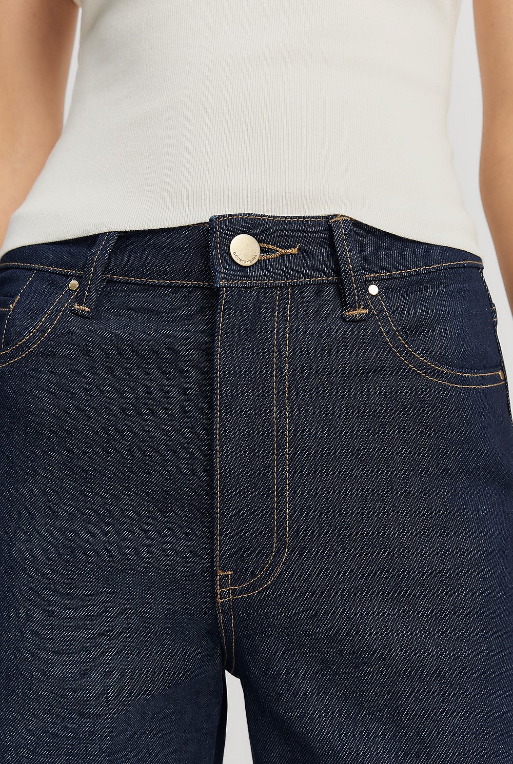 Cotton Blend Super High Rise Wide Leg Jean