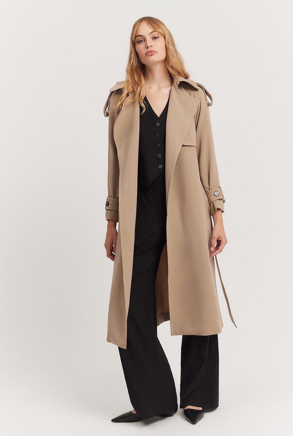 Button Detail Trench Coat