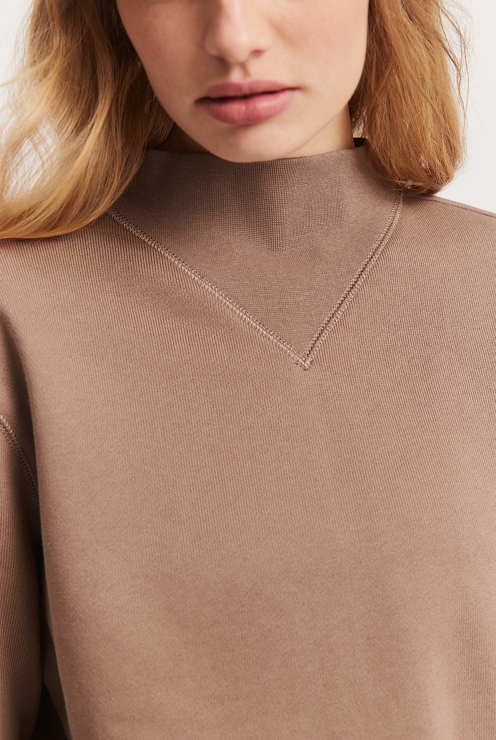 Dark Camel Towards Circularity - Cotton Rib Detail Sweat - Natural ...