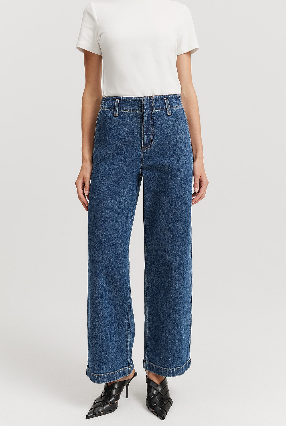 Australian Cotton Blend High Rise Wide Leg Jean