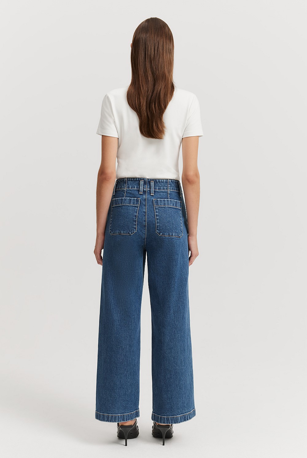 Australian Cotton Blend High Rise Wide Leg Jean