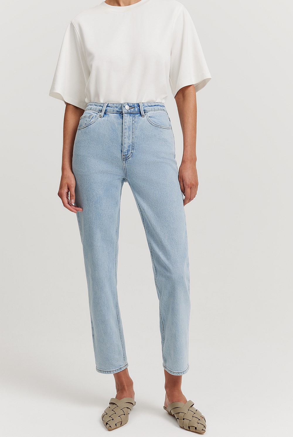 Australian Cotton Blend High Rise Straight Leg Jean
