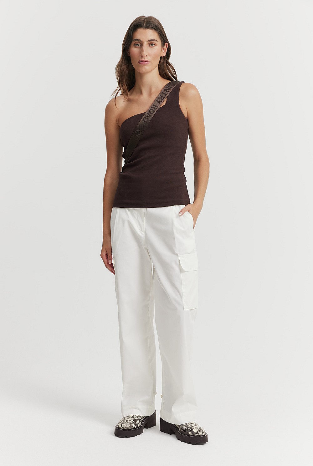 Chocolate Rib Asymmetric Tank - T-Shirts & Tops | Country Road