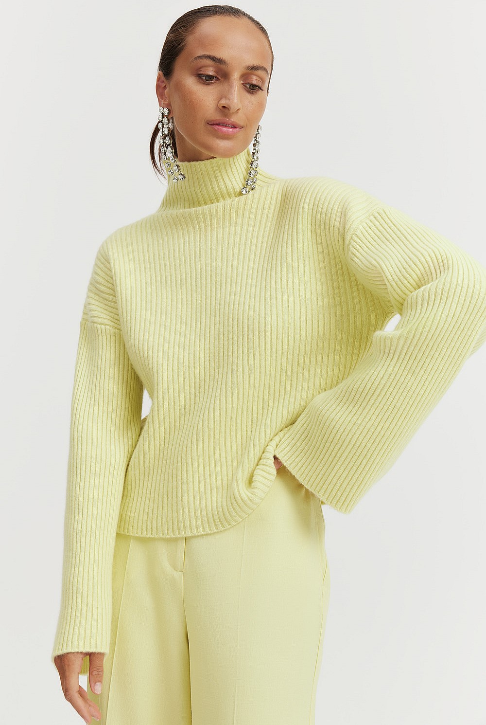 Mock Neck Long Sleeve Knit