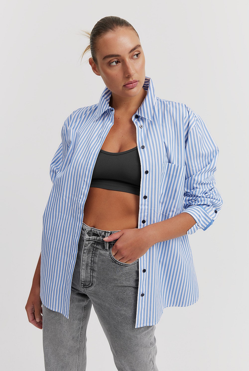 Australian Cotton Poplin Relaxed Stripe Shirt