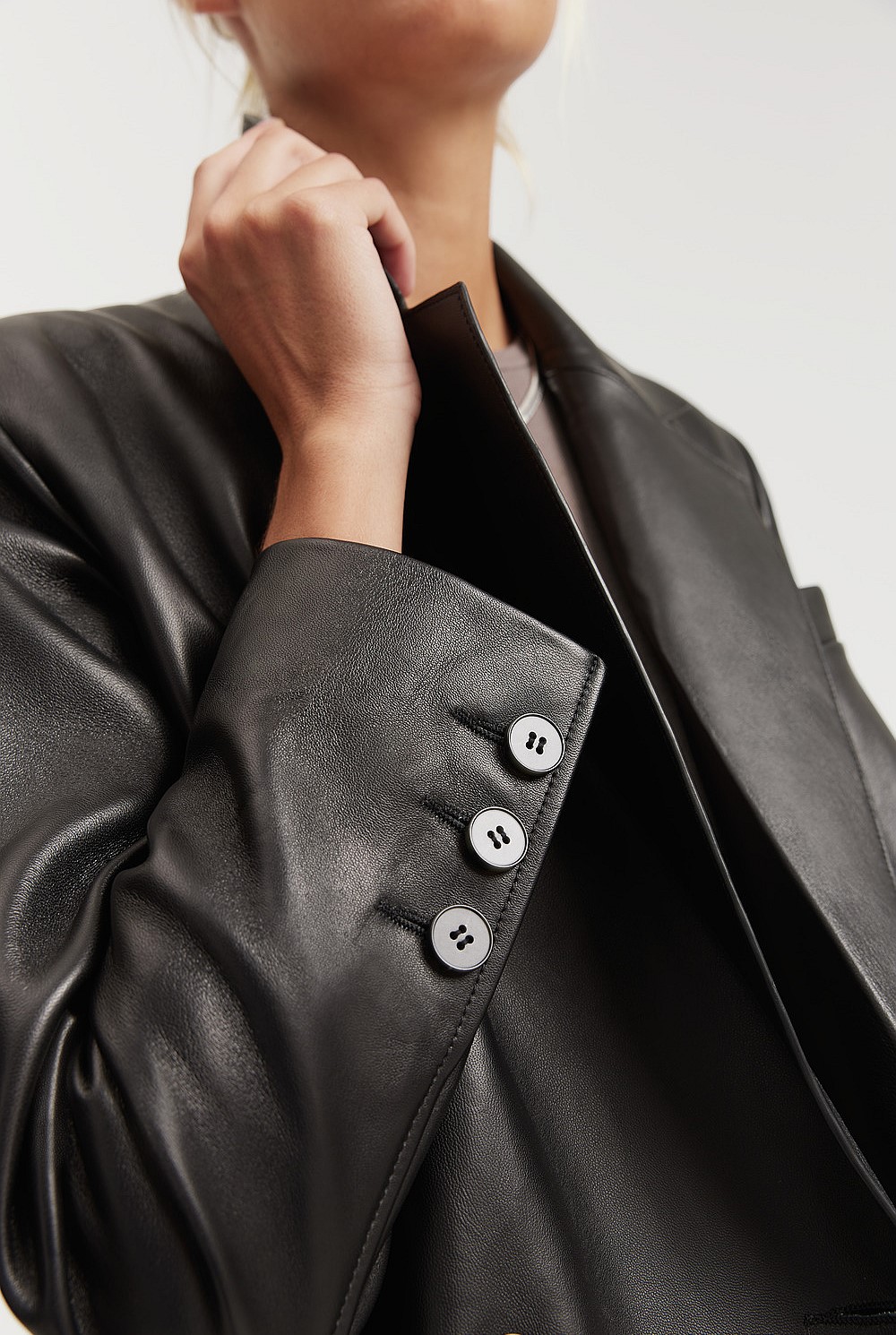 Leather Double-breasted Coat