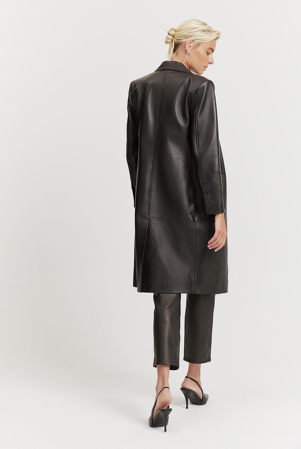 Leather Double-breasted Coat