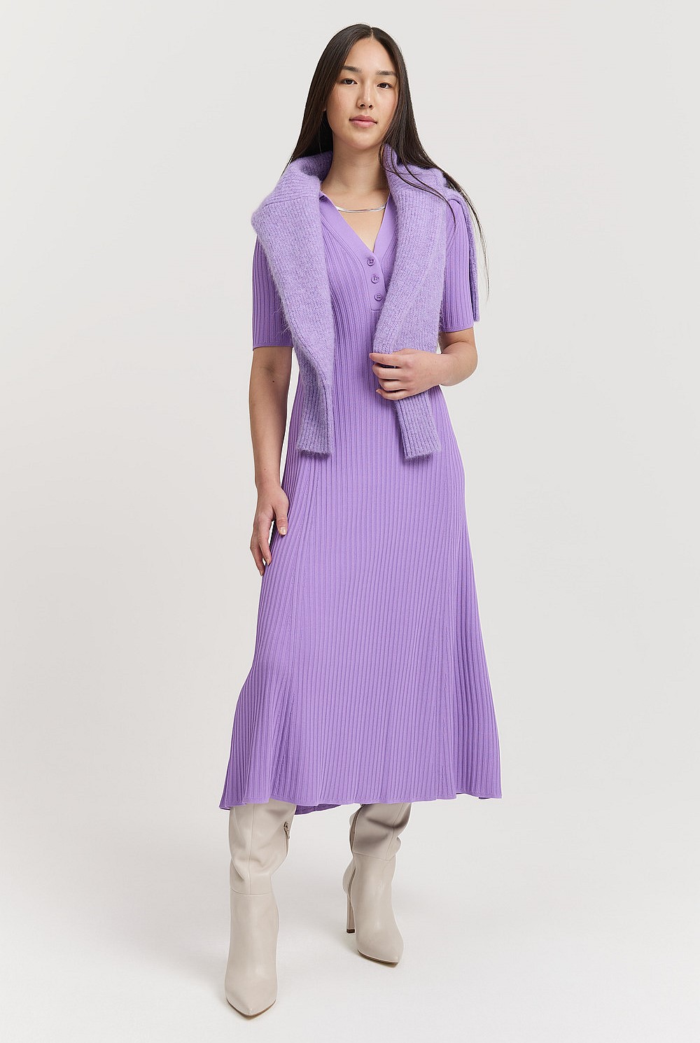 Compact Knit Polo Dress