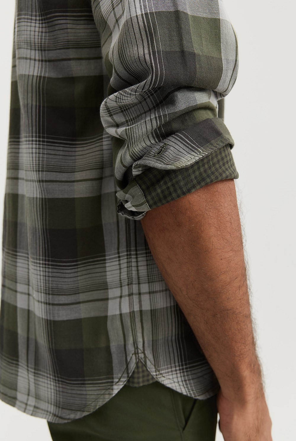 Shadow Check Cloth Eden Green Regular Fit Double Cloth Shadow Check Shirt - Natural Fibres ...