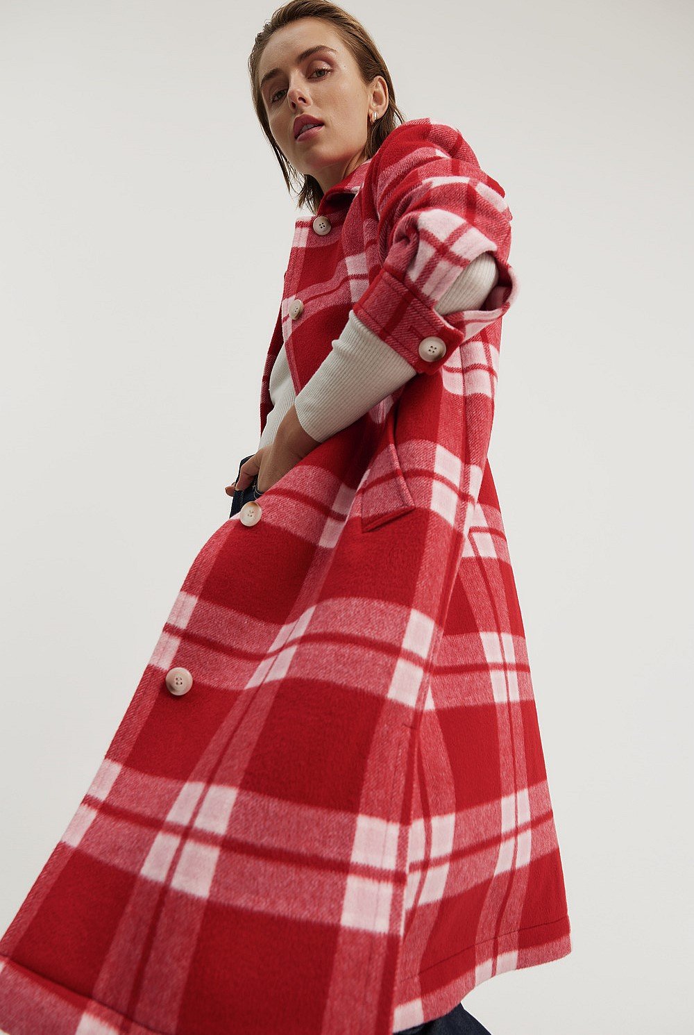 Longline Check Coat