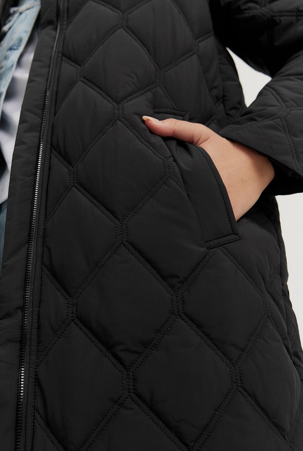 Recycled Polyester Longline Puffer Jacket