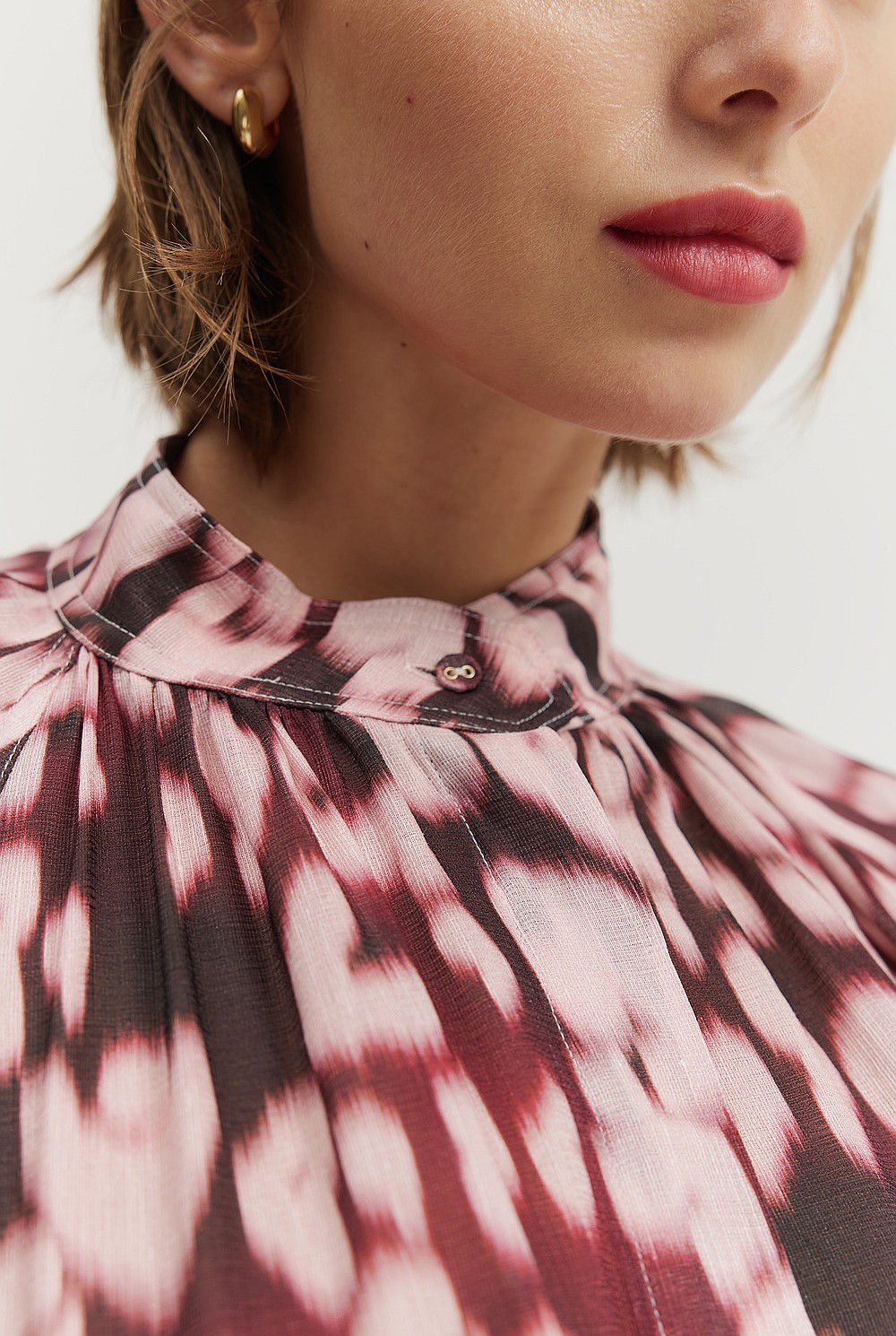 Print Yoke Detail Blouse