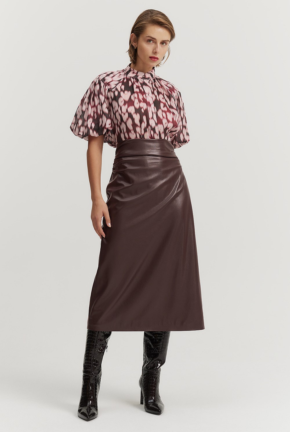 Print Yoke Detail Blouse