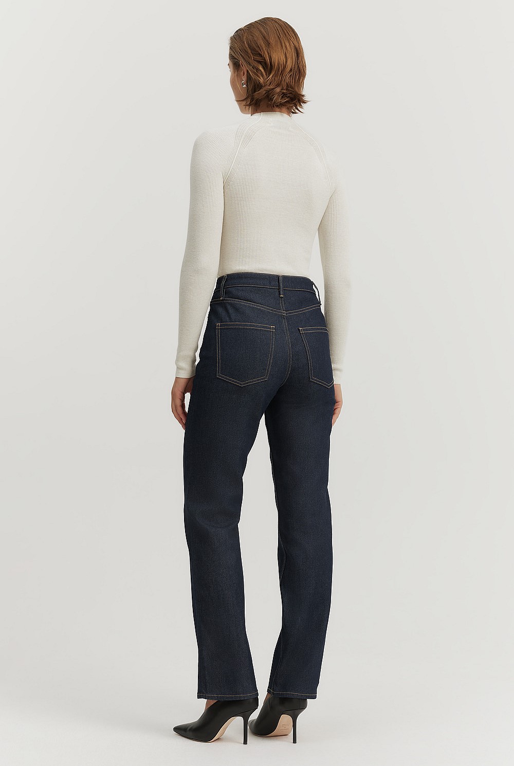 Merino Wool Silk Mock Neck Knit