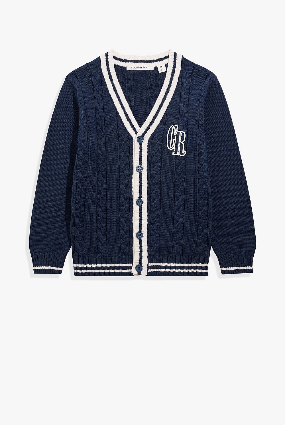 Organically Grown Cotton Varsity Cardigan