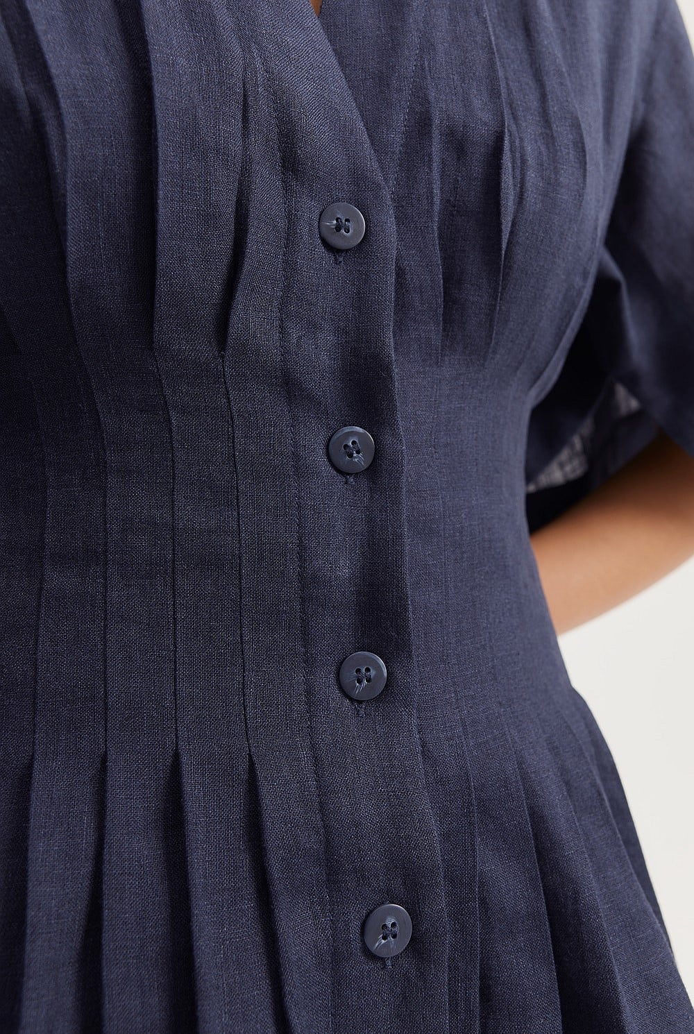 Linen Darted Mini Dress