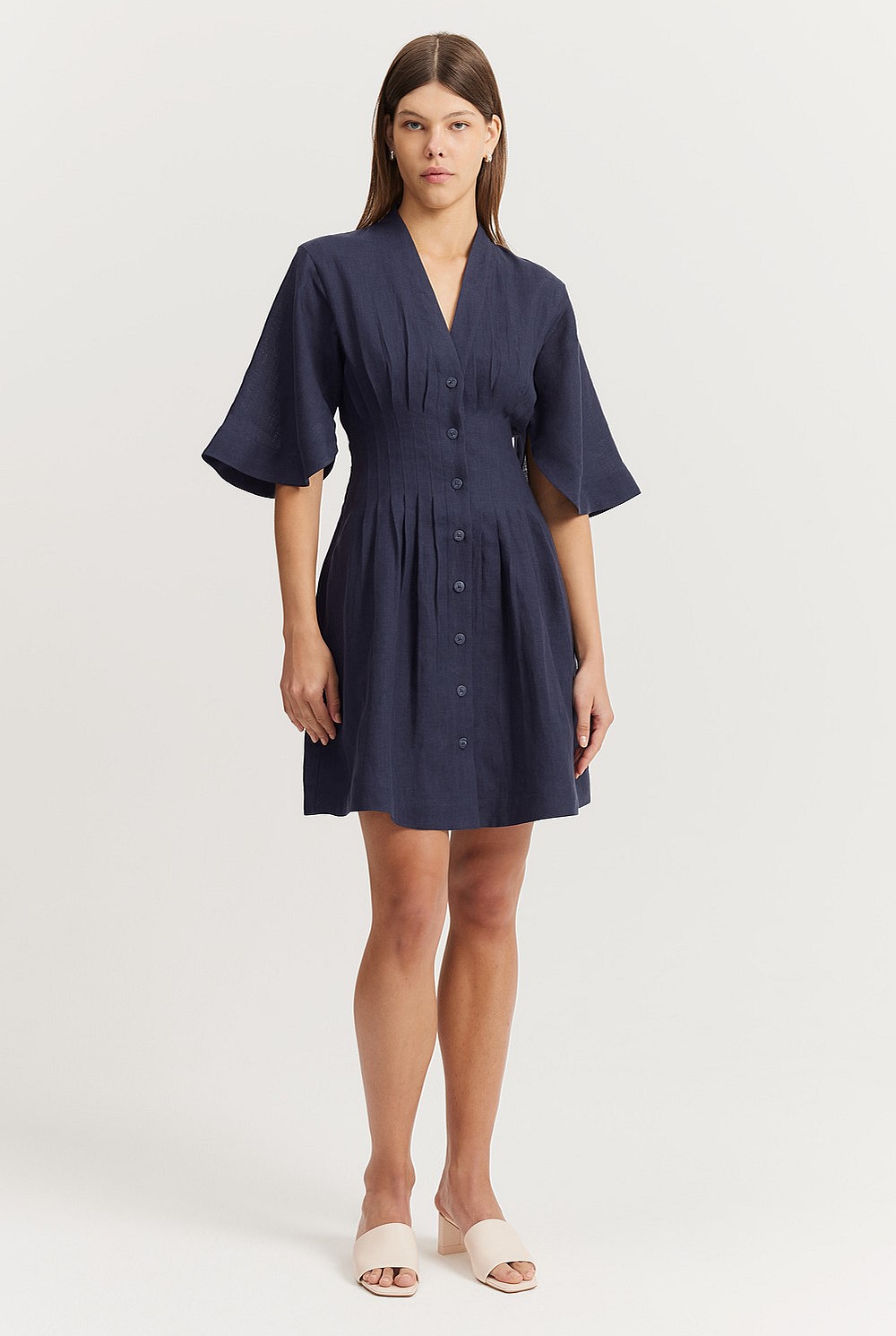Linen Darted Mini Dress