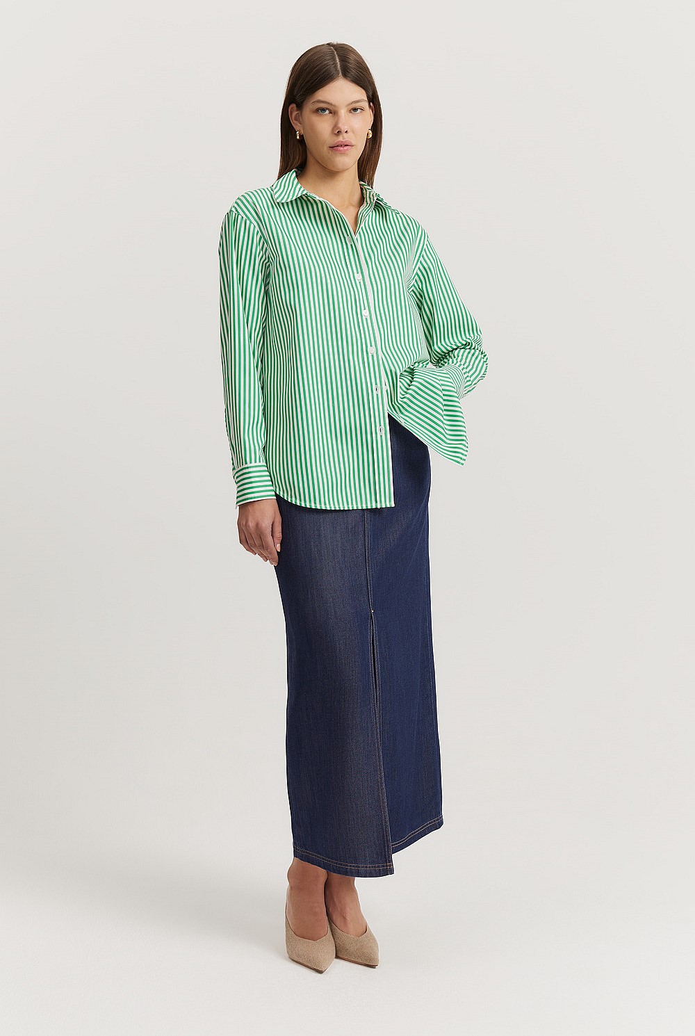 Australian Cotton Stripe Relaxed Oxford Shirt