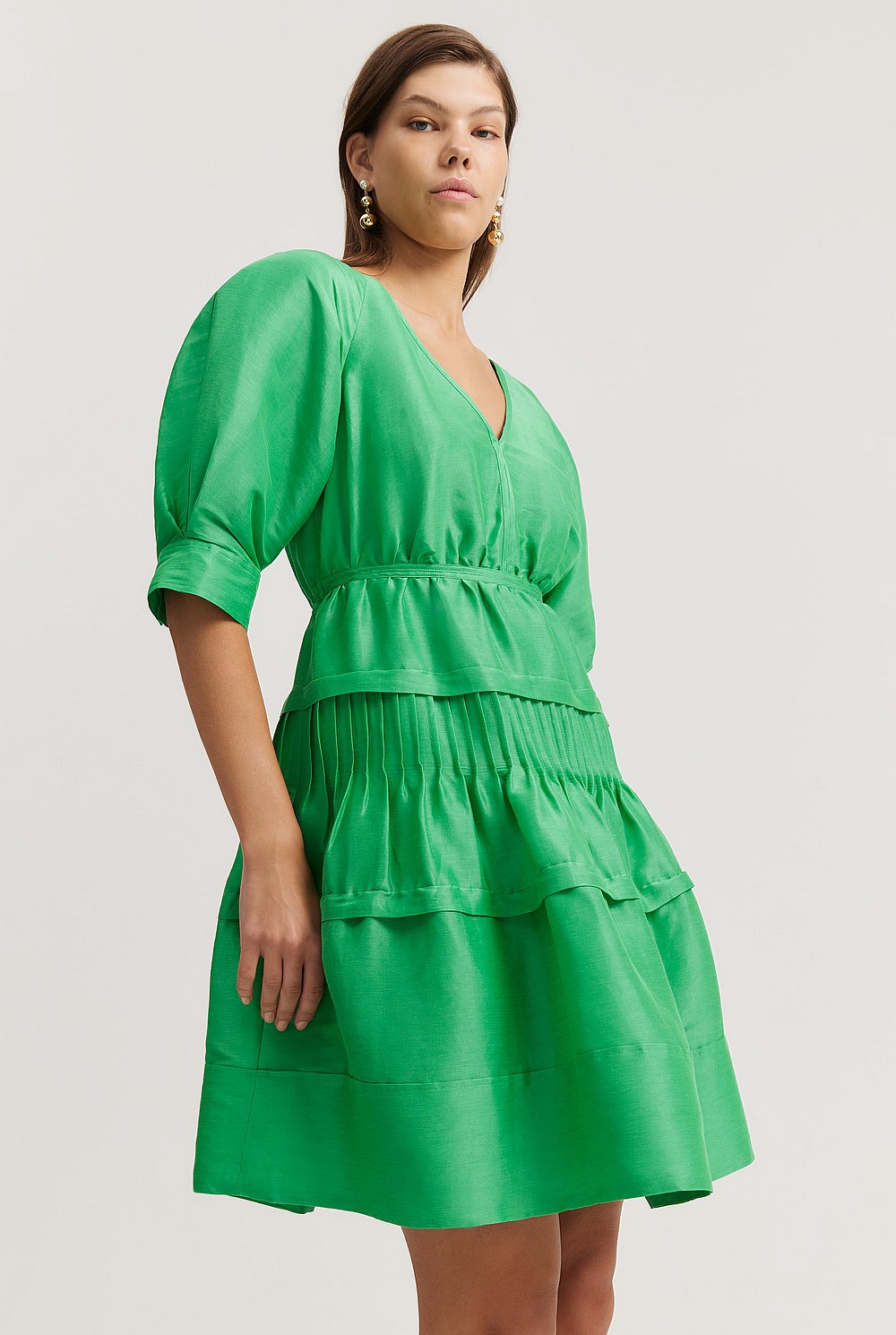 Gathered Tiered Mini Dress