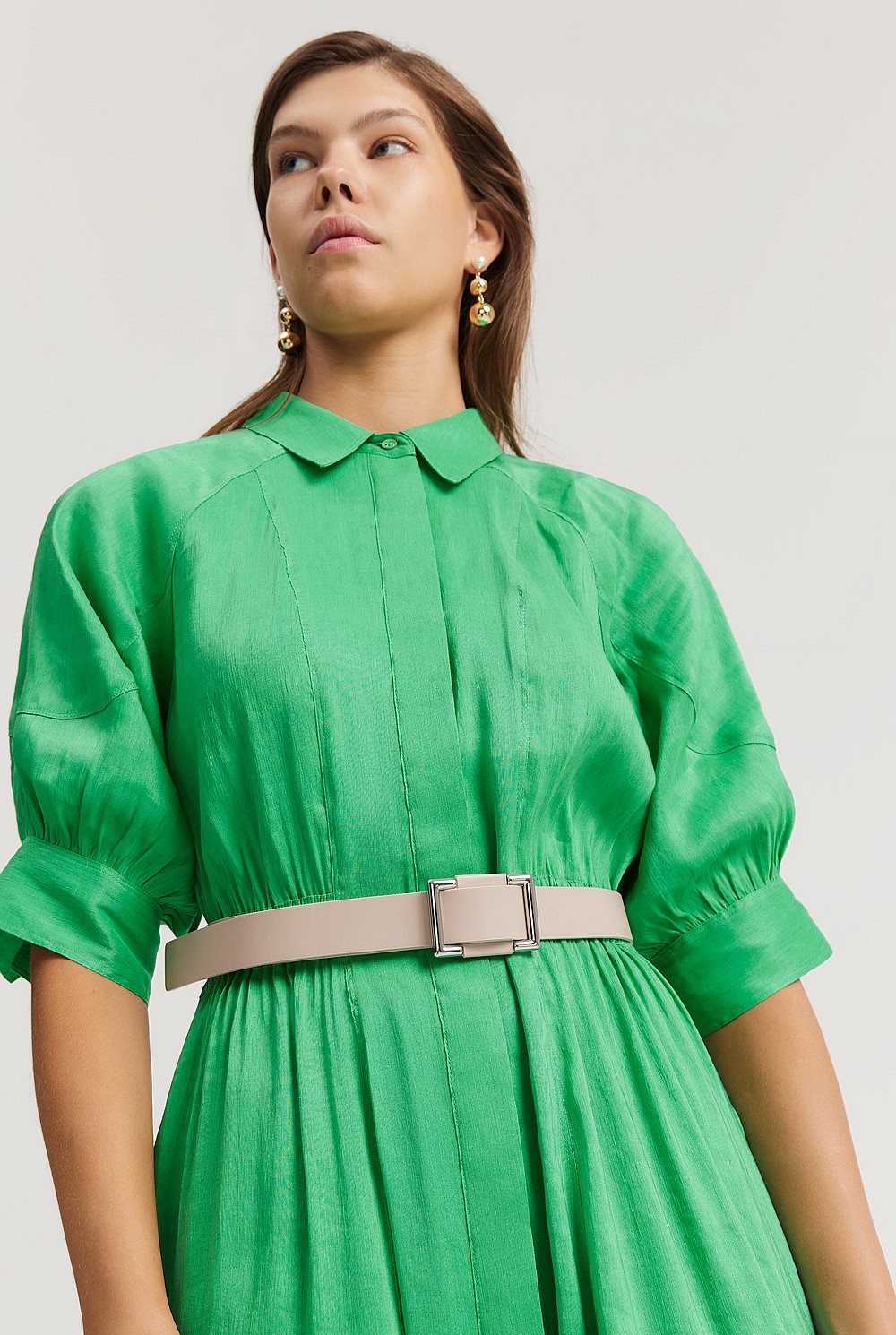 Square Detail Leather Belt