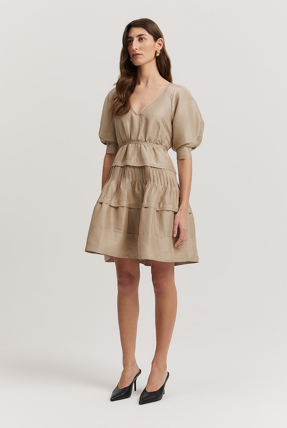 Gathered Tiered Mini Dress