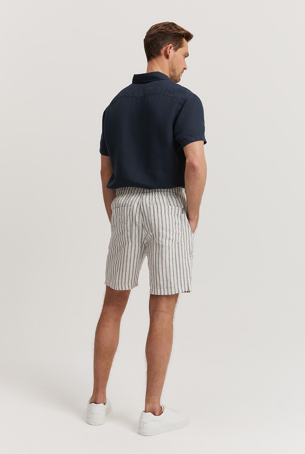 Organically Grown Linen Stripe Drawcord Short