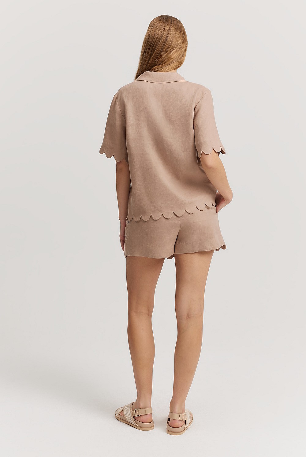 Linen Scallop Detail Shirt