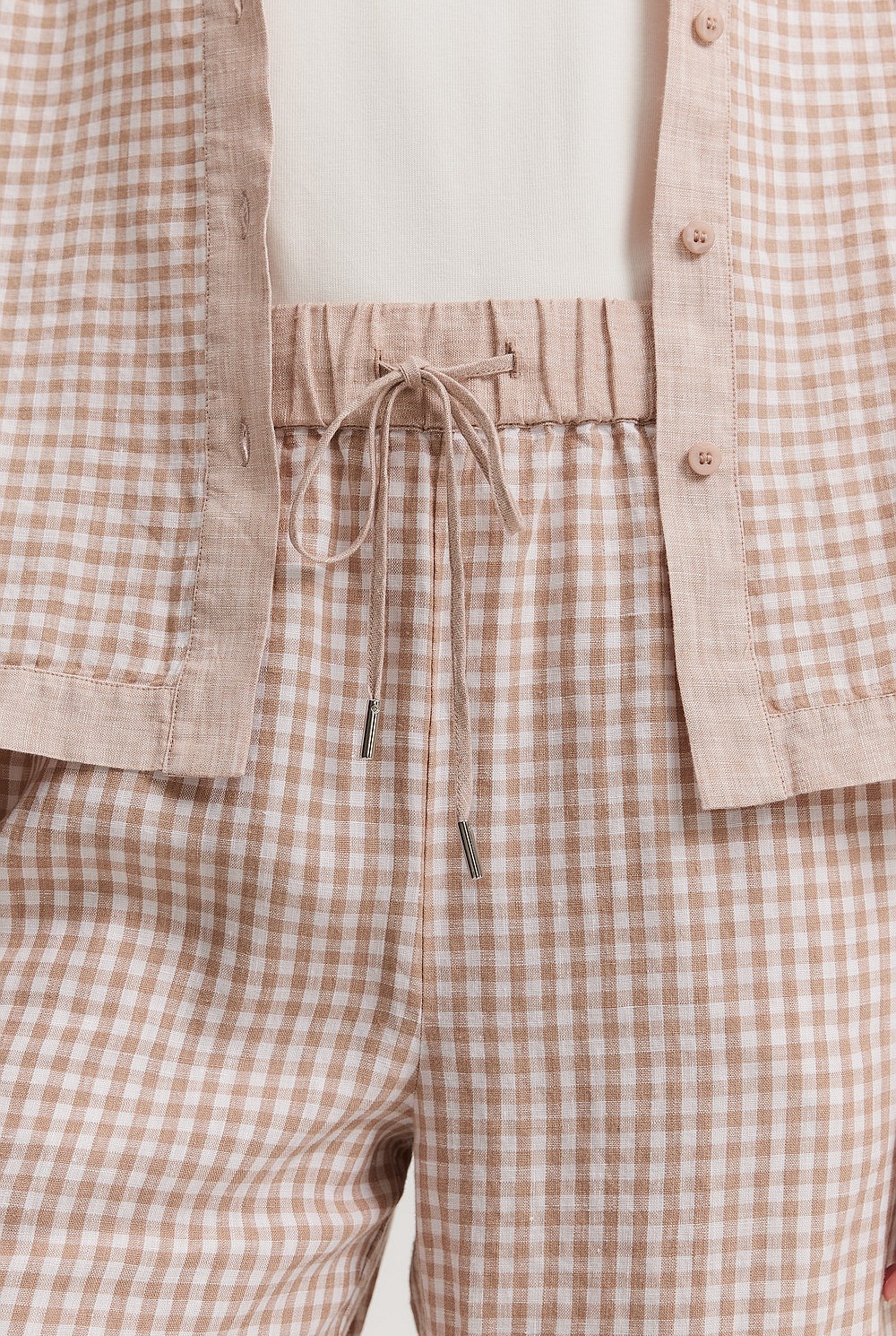 Organically Grown Linen Check Pull-On Pant