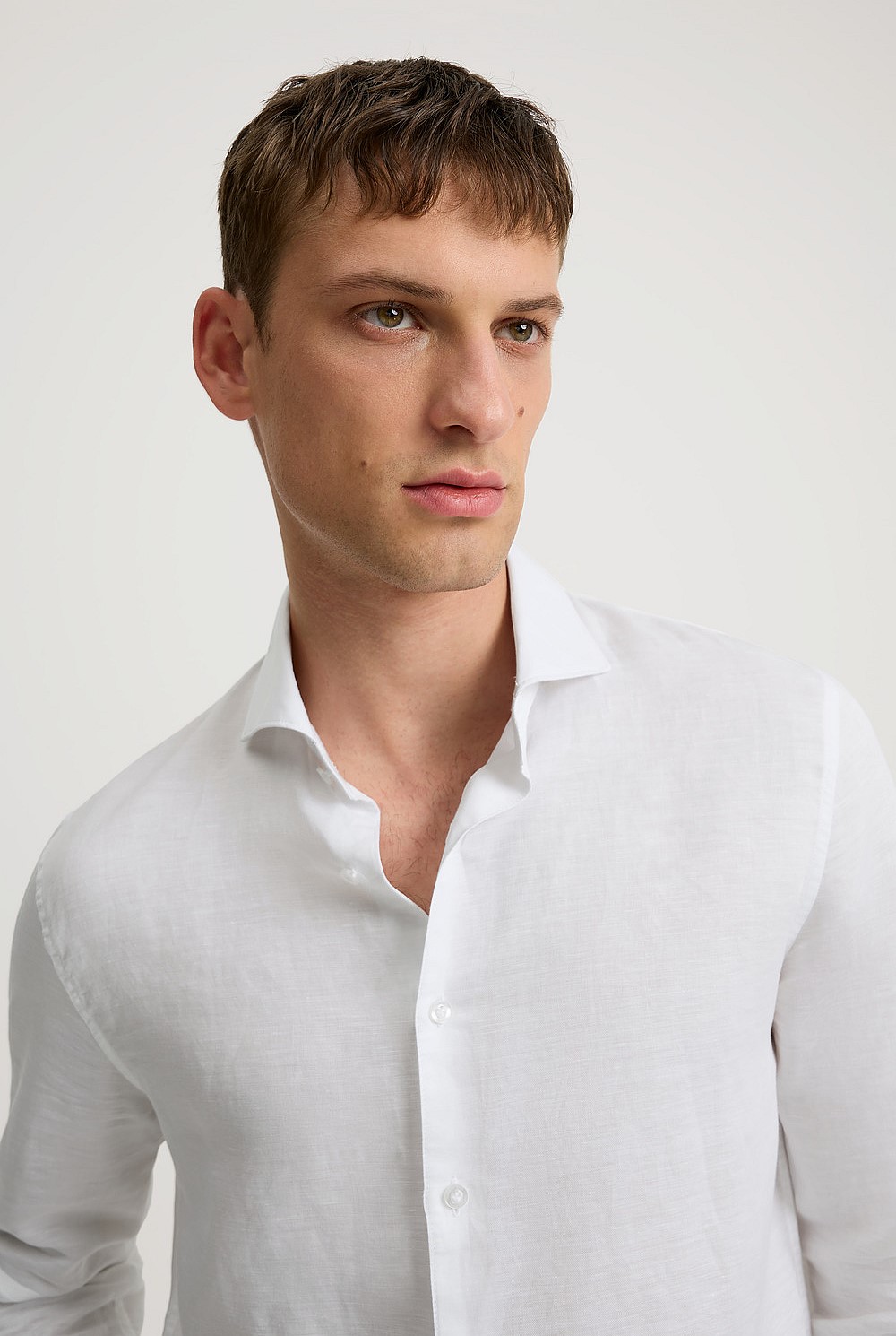 Tailored Fit Cotton Linen Blend Shirt