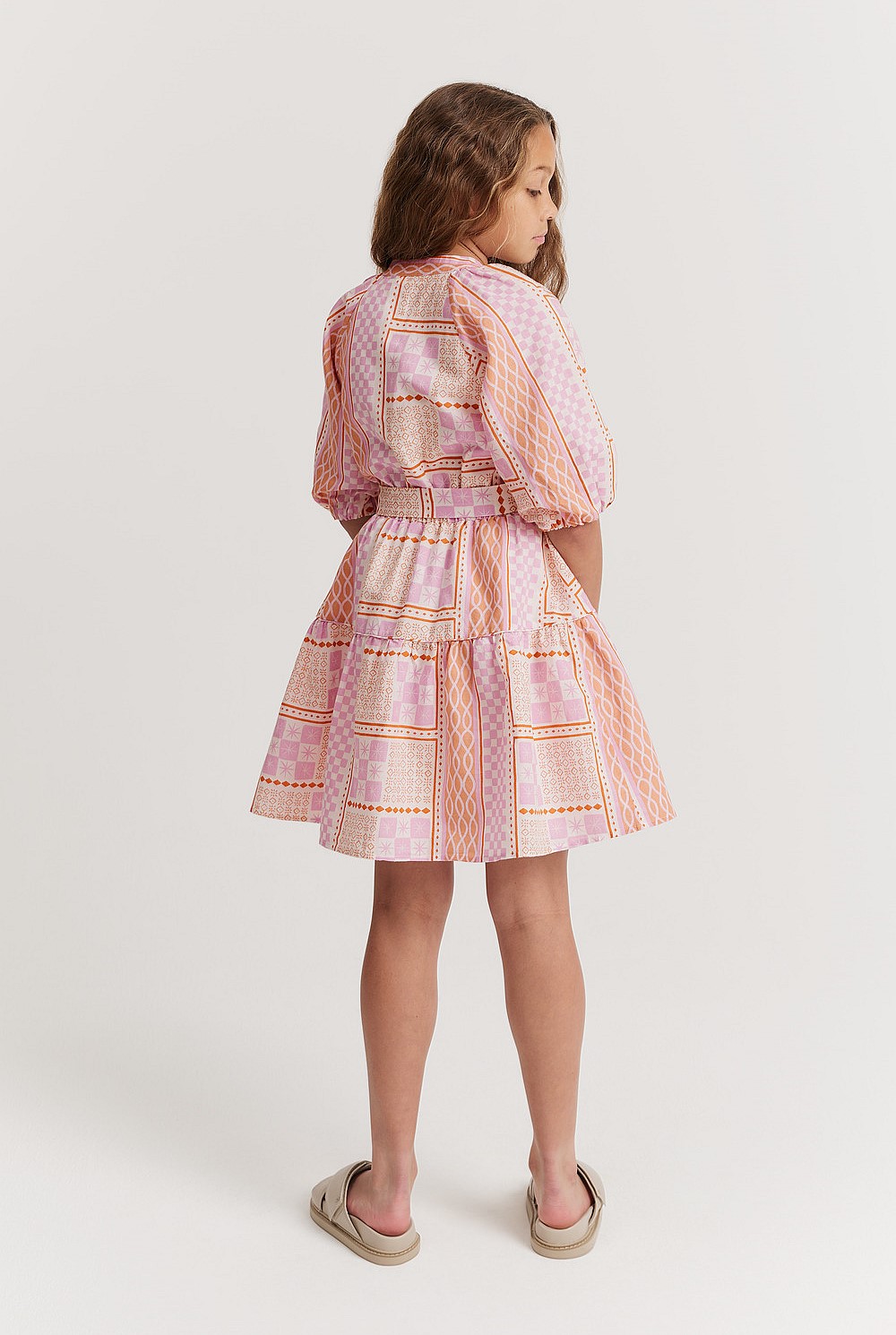 Teen Linen Scarf Print Dress
