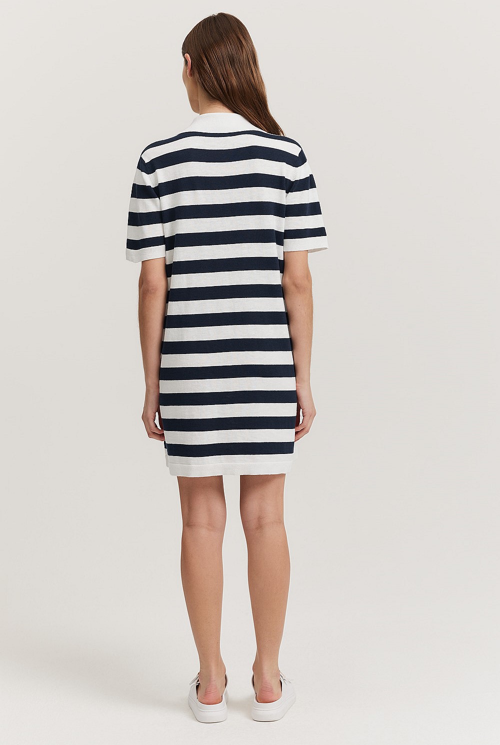 Organically Grown Cotton Linen Stripe Polo Dress